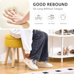 Wimarsbon Pouf Ottoman, 100% Cotton Knitted Boho Footstool, Round Footrest with Non-Skid Wood Legs, Home Décor Handmade Pouffe, Leisure Floor Step Stool for Living Room (High Storage Yellow)