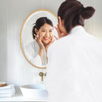 OVALCREST - Oval Wooden Beveled Wall Mirror for Home Decor, Bathroom, Vanity, Bedroom, Living Room, Hallway - London Style (Gold Paint) 21.1 x 25.1