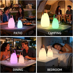 uuffoo 2 Pack Outdoor Table Lamp - Dimmable Rechargeable Night Lights w/ Remote and 7 RGB Colors, IP44 Water-Resistant Portable Hanging Lantern for Patio, Bedroom, Garden, Emergency (Leather Handle)
