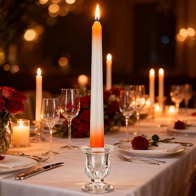 48 Pcs Clear Glass Taper Candle Holders Bulk, 2.5 Inch Small Candlestick Stands, Elegant Table Centerpieces for Wedding, Christmas, Valentine’s Day, Party, Home and Dining Room Decorations (Clear)
