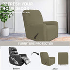 Easy-Going Recliner Stretch Sofa Slipcover Sofa Cover 4-Pieces Furniture Protector Couch Soft with Elastic Bottom Kids, Spandex Jacquard Fabric Small Checks(Recliner,Khaki)