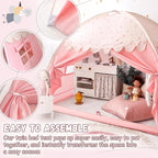 Sherilyn Twin Bed Canopy Tent, Canopy on Bed Privacy Space Sleeping Blackout Tents Bunk Bed Tent Twin Size (Pink)