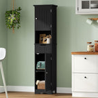 ChooChoo 67" Tall Bathroom Storage Cabinet Freestanding with Adjustable Shelves, Narrow Storage Linen Cabinet with 2 Doors and 1 Drawers for Bathroom, Living Room, Kitchen, Black