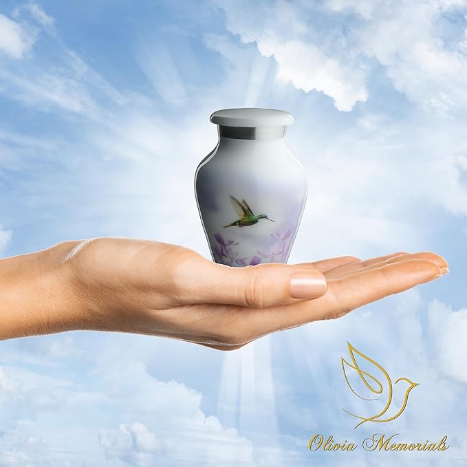 Hummingbird Urns for Ashes Women Men | 4 Small White Hummingbird Urns for Female Male Carefully Handcrafted Funeral Decorative White Mini Urn for Mom Mother Baby Adult Pet Dog