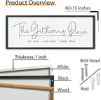 SRSZHIYUE The Gathering Place Sign Wall Decor Art 40"×15" for Large Kitchen Dining Room Wood Framed Wall Hanging (Black)