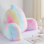 Fluffy Fur Reading Pillow for Adults & Kids Unisize, Stylish College Essentials for Girl, Fuzzy Back Pillow for Sitting in Bed, Adorable Gift for Teens, Bed Rest Sit Up Arm Support Pillow