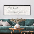 Holy Spirit You are Welcome Here Wall Decor Art 40x15 Inch Large Christian Song Bible Verse Plaque Wood Framed Sign Living Room Scripture Quote Religious For Office Wall Hanging (Black)