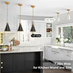 Mini Black Gold Pendant Light Small Metal Pendant Light Fixture for Kitchen Island Sink Entryway Hallway Bar Breakfast Nook Dining Room, 7in