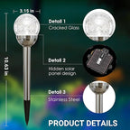 SOLPEX Solar Garden Lights Outdoor, 3 Pack Multi-Color Changing&White 2 Modes Solar Powered Glass Ball Garden Lights Waterproof for Patio Decoration