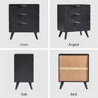 Fluted 3 Drawer Dressers, Modern Closet Dressers Chest of Drawers, Wood Storage Dresser Chest of Drawers Organizer for Bedroom Living Room Hallway Closet(Black)