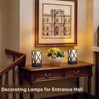 Table Lamp, Set of 2 Rustic Farmhouse Nightstand Lamps, 3 Color Temperatures Desk Lamp with USB Charging Ports AC Outlet Vintage Lamp for Living Room Bed Room, Pewter