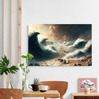 XWNLTEPK Moses Parted Red Sea Figures Jesus Bible Art Modern Poster Jesus Print Art Bible Home Decor Boho Wall Christian Canvas Art Poster