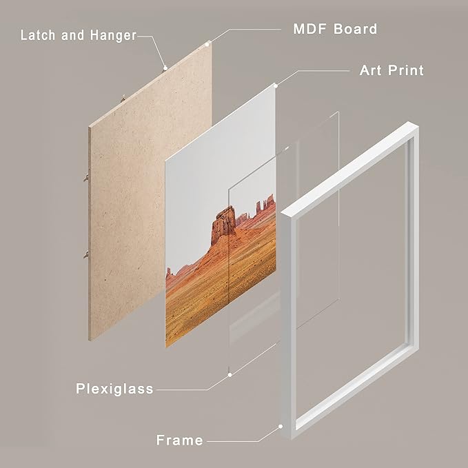 SIGNWIN Framed Arizona Texas Mountain Valley Wall Art, Set of 4 Landscape Wall Decor Prints, Nature Wilderness Wall Décor for Living Room, Bedroom - 8"x10"x 4 White