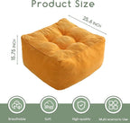 HIGOGOGO Square Stuffed Pouf Ottoman, Corduroy Poufs with Foam Chunk Filling, Furry and Fluffy Pouf Foot Stool Storage Ottoman, 25.6 X 25.6 Floor Poufs Foot Rest for Living Room, Orange