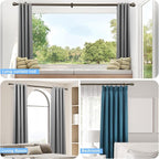 Curtain Rods for Windows 16 to 76 Inches, Curtain Rod Max Adjustable Length of 88 IN, 1" Diameter Drapery Rods Round Finials, Brown, Pack of 1