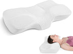 AM AEROMAX 32" King Size Adjustable Cervical Memory Foam Pillow, Contour Pillows for Neck and Shoulder Pain Relief, Ergonomic Neck Supporting Pillow for Side and Back Sleepers.(White)