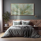 Framed Canvas Prints Gold Line Poster Abstract Wall Ar Green Pictures Wall Decor 29"x 58" Modern Artwork Large Wall Decorations for Living Room Home