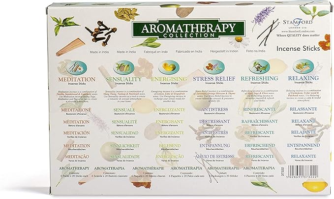 120 Sticks of Stamford Premium Aromatherapy Hex Range Incense Sticks - Relaxing, Stress Relief, Meditation, Refreshing, Sensuality & Energising Incense Gift Pack. by Stamford