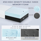 Cooling Cube Pillow for Side Sleepers Memory Foam Pillows for Neck and Shoulder Pain Relief Firm Soft Bed Pillow Dual Sided Supportive Square Rectangle Cervical Neck Pillows 24x12x4 Inches