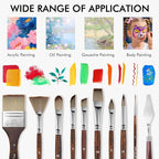 25pcs Paint Brush Set, Fuumuui Acrylic Paint Brushes, Professional Artist Series with Wide Flat, Filbert, Fan, Dagger, Cat Tongue, Round, Angle, Rigger for Oil, Acrylic Canvas Paintings, Face Painting