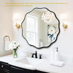 Fabuady Black Round Wavy Edge Mirror - 30'' Circle Wall Mirror with Metal Frame, Decorative Hanging/Leaning Mirror for Bathroom, Bedroom, Living Room, Hallway, Entryway, Office, Home Decor