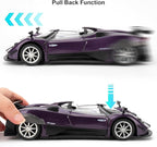 1/24 Car Model Compatible for Collectible Pagani Zonta HP Diecast Toy Car,Zinc Alloy Pull Back Cabriolet Vehicles Toy with Sound and Light for Adult Boys Girls (Purple)