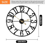 LEIKE Large Wall Clocks,Silent,Non Ticking,Battery Operated Rustic Round Modern Big Metal Wall Clock for Living Room, Bedroom,Kitchen,Farmhouse,Office,Home Decor-16 Inch(Black-Arabic Number)