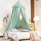 Kertnic Decor Canopy for Kids Bed, Soft Smooth Playing Tent Canopy Girls Room Decoration Princess Castle, Dreamy Mosquito Net Bedding, Children Reading Nook Canopies in Home (Green)