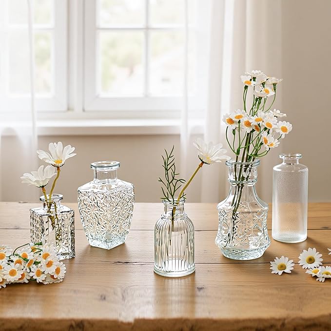 Bud Vases in Bulk 24, Clear Small Glass Vase for Centerpiece Table Decorations, Durable Mini Glass Vases for Flowers, Decorative Flower Vase for Wedding Decor, Party, Home Decor, Housewarming