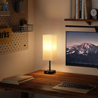 Beige Bedside Table Lamps Set of 2 - Square Bedroom Lamps with 3 Color Temperatures (3000K/5000K/4000K), Nightstand Lamps with USB C + A Charging Ports, Pull Chain Small Night Light for End Table