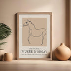 Poster Master Vintage Poster - Retro Minimalist Print - Gift for Artist, Friend - Horse, Line Drawing, Sketch, Abstract - Wall Decor for Living Room, Bedroom, 16x20 Beige Framed