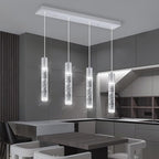 4-Lights Mini Crystal Pendant Light for Kitchen Island, Modern Led Crystal Chandelier for Dining Room Living Room 6000K