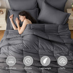 JOLLYVOGUE Twin Comforter Set, Ultra-Soft Bed in a Bag Twin Size 5 Pieces, Oeko-TEX Certified Bedding Set with Down Alternative Comforter, Sheets, Pillowcases & Shams, Dark Grey