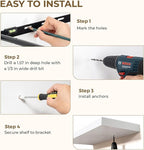 55 Inches Floating Shelves for Wall, 9.3" Deep Long Floating Shelves Set of 1, Large Display & Storage Shelf, Wall Shelf for Bathroom Bedroom Living Room Kitchen Office, White