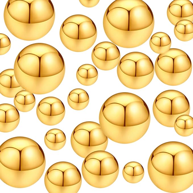 300Pcs Pearl Vase Filler, BrightGold No Hole Faux Pearl Beads for Centerpieces Vases, Candle Centerpieces, Wedding Birthday Party Home Decor 8/10/14/20mm