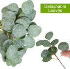 40 Pcs Artificial Eucalyptus Stem, Fake Silver Dollar Eucalyptus Leaves Stems Bulk Real Touch Faux Leaf Branches for DIY Bouquets Floral Arrangement Wedding Home Decor