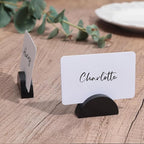 UNIQOOO 10 Set 2" Arch Black Birch Wood Stand with Cards |1.2mm Slot, for Name Cards, Place Card Holder, Photo Display Stand | for Event Decor, Retail Shop, Cafe Restaurant Menu, Business Card, Name Tag