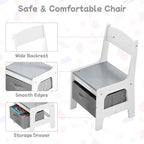 Kids Table and Chair Set, 3 in 1 Wooden Activity Table with Detachable Tabletop, Toddler Table and Chair Set with Storage Drawer, Kids Play Table for Children Art, Craft, Eating, Learning