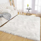 Latepis White Faux Fur Rug 3x5, Faux Sheepskin Rugs for Living Room, Fluffy Washable Rug for Bedroom Dorm Luxury Room Decor, Furry Rugs, Rectangle