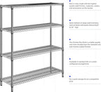 1760 LBs 4 Tier Storage Rack Metal Wire Shelving Unit, Storage Standing Shelf Organizer for Laundry Bathroom Kitchen Pantry Garage Utility Room, Chrome 17.7" D x 59.1" W x 70.4" H