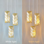 Gold Pendant Lighting Modern Pendant Light, Mini Crystal Chandeliers,Adjustable Pendant Light Fixture for Kitchen Island Dinning Room Bedroom (3 Light)