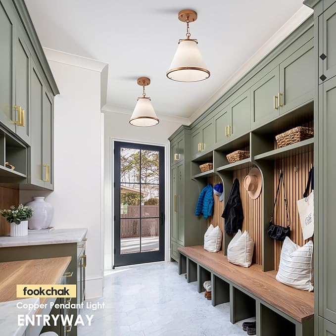 Vintage Brass Pendant Light Kitchen Island 10inch Linen Pendant Lights with Brass Hemp Rope Rod Modern Farmhouse Pendant Hanging Lighting for Kitchen Sink Dining Room Entryway Hallway