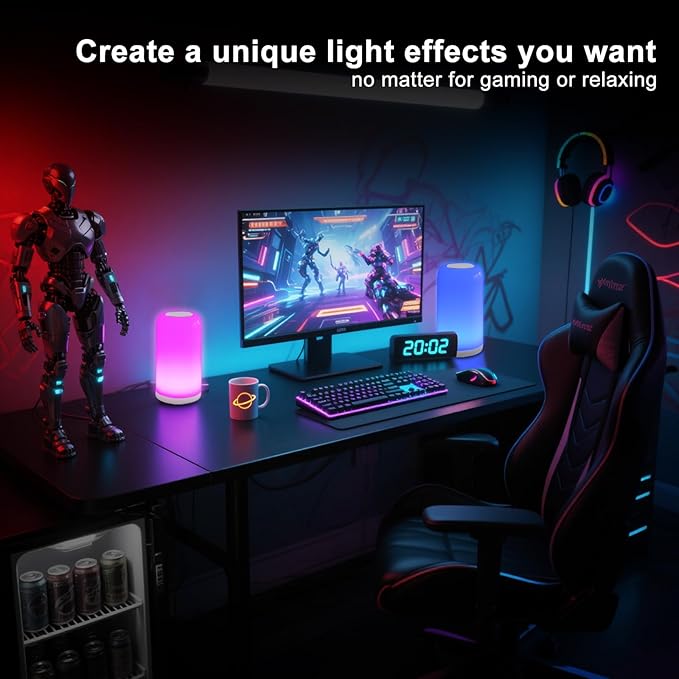 Dimmable Touch Night Light - 7 Brightness & 13 RGB Colors, Portable Bedside Lamp, Touch & App Control, Smart LED Lamp for Nursery, Reading, Decor