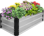 Galvanized Raised Garden Bed 6x3x2 Ft Outdoor Garden Planter Boxes Bottomless for Vegetables, Flowers, Herbs and Succulents Large Metal Raised Garden Bed (Sliver, 72''W×24''H×36''D)