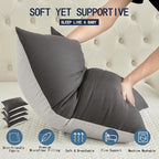 Bed Pillows for Sleeping - Pillows Standard Size Set of 4 Cooling Luxury Hotel Quality Pillow with Premium Plush Soft Down Alternative Fill for Side Back or Stomach Sleepers - Grey, 4 Pack