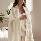 PHF 100% Cotton Waffle Weave Throw Blanket, Soft Lightweight Breathable Cozy Summer Throws for Couch Bed Sofa, Luxury Aesthetic Woven Blanket for Home Decor & Office, 50"x60", Undyed