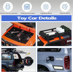 Toy Cars for Boys Diecast Cars 1 24 Scale Compatible with Land Cruiser LC80 Car Model Collectible,Pull Back Toy Car with Lights and Sounds,Toy Cars for Boys Age 4-7（Orange）
