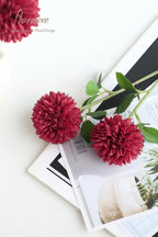 Floroom 12pcs Burgundy Faux Silk Mums Artificial Flowers Bulk Fake Chrysanthemums with Stems for DIY Wedding Table Centerpieces Floral Arrangements Vase Fillers Home Decorations
