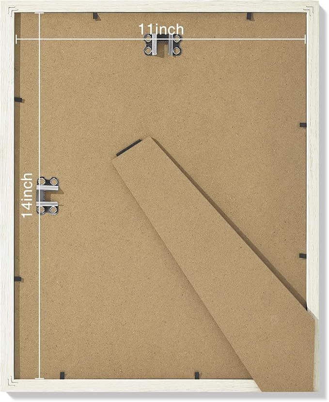 Vittanly 11x14 Picture Frames Set of 9, Shatter Resistant Plexiglass, Display 8x10 Pictures with Mat or 11x14 without Mat, Photo Frames for Wall or Tabletop, Engineered Wood, Whitemist
