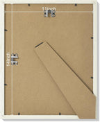 Vittanly 11x14 Picture Frames Set of 9, Shatter Resistant Plexiglass, Display 8x10 Pictures with Mat or 11x14 without Mat, Photo Frames for Wall or Tabletop, Engineered Wood, Whitemist
